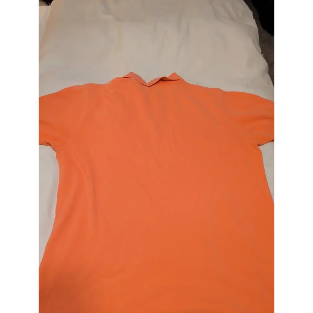 Polo Ralph Lauren Men's Polo Shirt Orange Short Sleeve Blue Pony Cotton Mesh XL